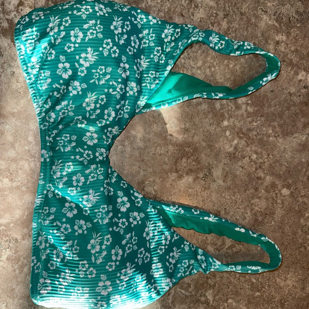 Hollister Teal Floral Bikini Top